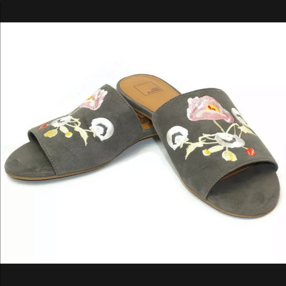 14th & Union Floral Embroidered Vegan Suede Slides